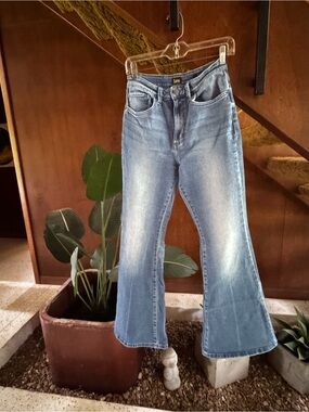 Lee Women's Distressed High-Rise Flare Jeans